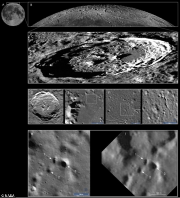 달 위 천공광들. 출처: NASA