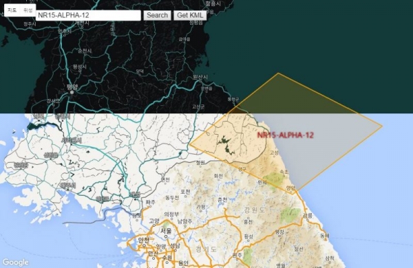 INGRESS의 한국 지도와 속초 지역 '셀'
