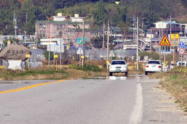 여름날 도로에 생긴 물웅덩이 신기루. 출처: 카이스트 뉴스
