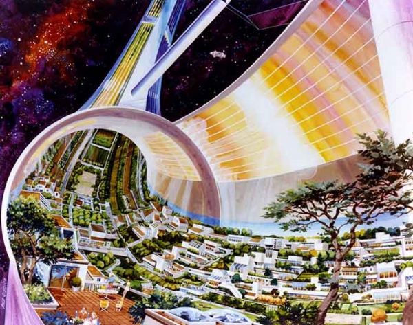 우주 식민지’를 표현한 1970년대 작품. 출처 : NASA Ames Research Center