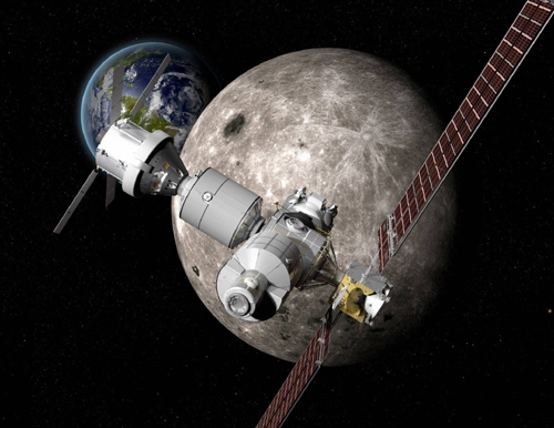 2020년대 달 궤도에 구축할 예정인 우주정거장 '딥 스페이스 게이트웨이(DSG)' 상상도. 출처: 보잉