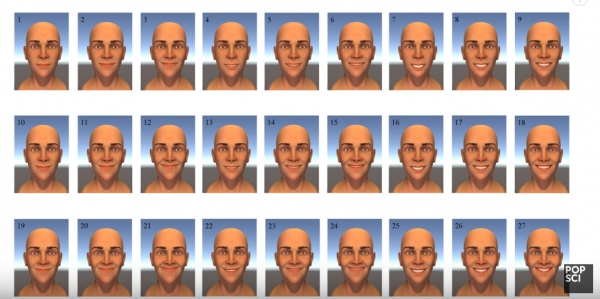 연구에 사용된 애니메이션 얼굴. 출처: youtube/ Popular Science