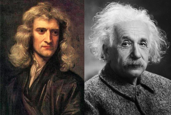 아이작 뉴턴과 알버트 아인슈타인. 출처: Wikimedia Commons