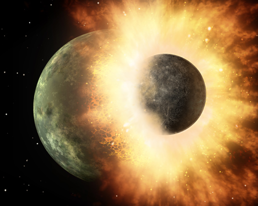 화성 크기 만한 천체가 지구에 부딪히며 달 탄생~ 출처: NASA/JPL-Caltech