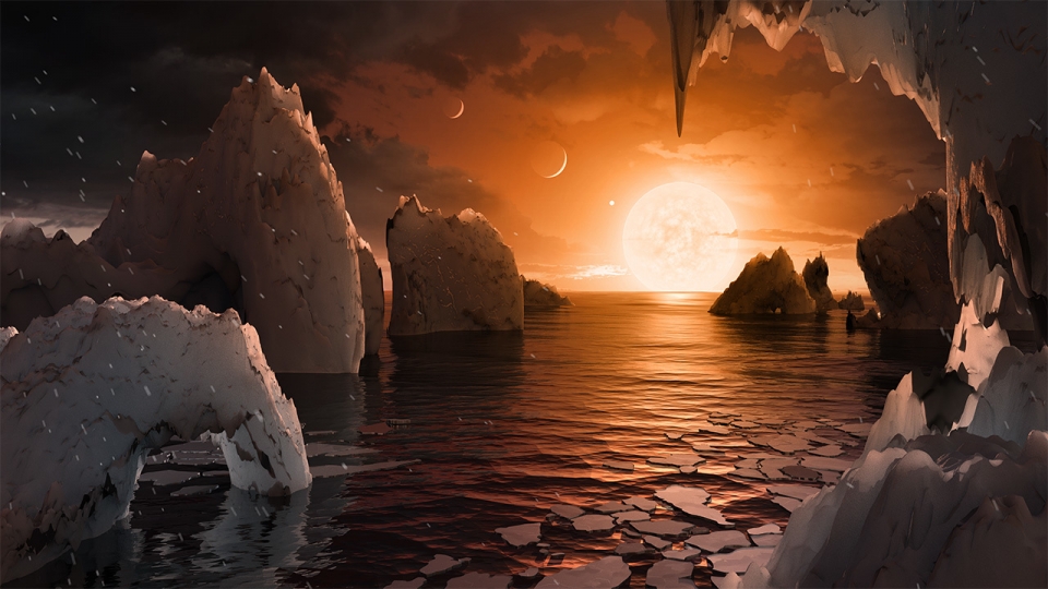 TRAPPIST-1f 표면에서 본 풍경. 출처: NASA / JPL-Caltech