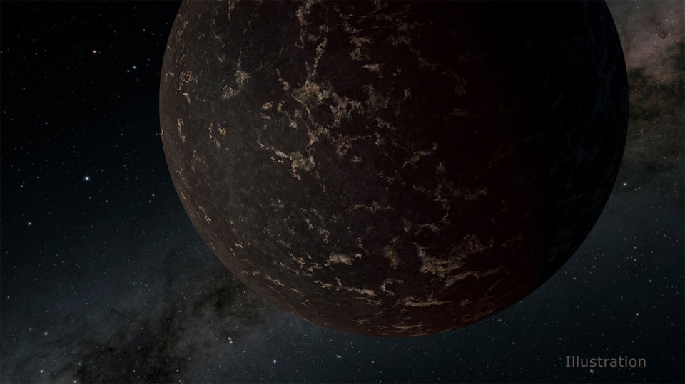 외계 행성 LHS 3844b. 이 행성은 대기가 존재하지 않는다. 출처: NASA/JPL-Caltech/R. Hurt (IPAC)