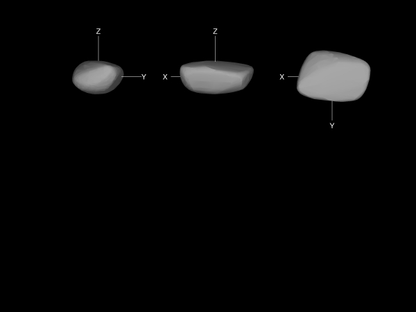 소행성 2012 TC4의 3D 형상 모형. 출처: 한국천문연구원