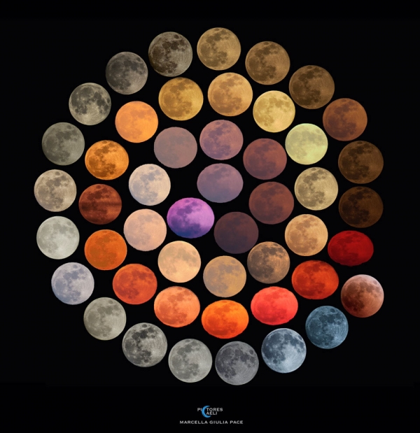 지구에서 촬영한 달의 여러 색깔. 출처: Marcella Giulia Pace