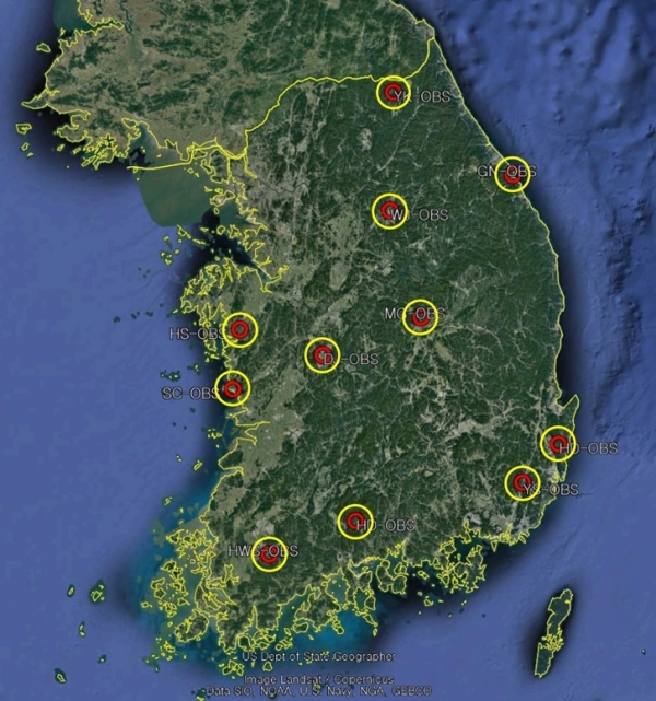 일본 7.6 지진의 영향으로 지하수위 변화가 감지된 지하수 관측정(문경/강릉/양구). 출처 : 한국지질자원연구원